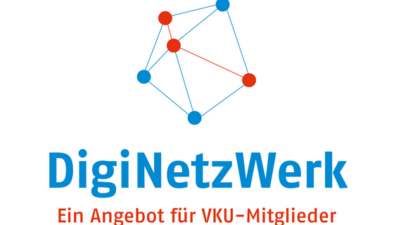Logo DigiNetzWerk mit Unterzeile: Ein Angebot für VKU-Mitglieder